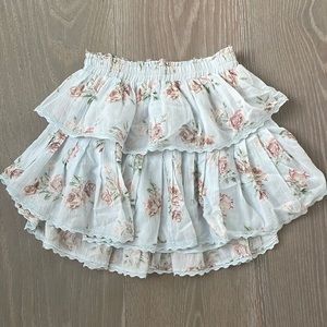 LoveShackFancy ruffle mini skirt - blue